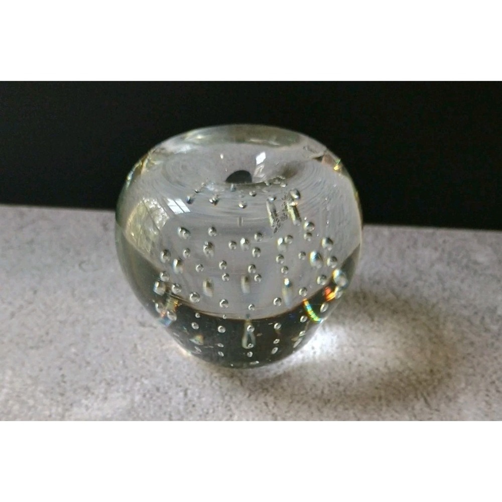 MCM Clear Glass Blown Apple Floating Orbs Paperweight Home Decor Office 2"‎